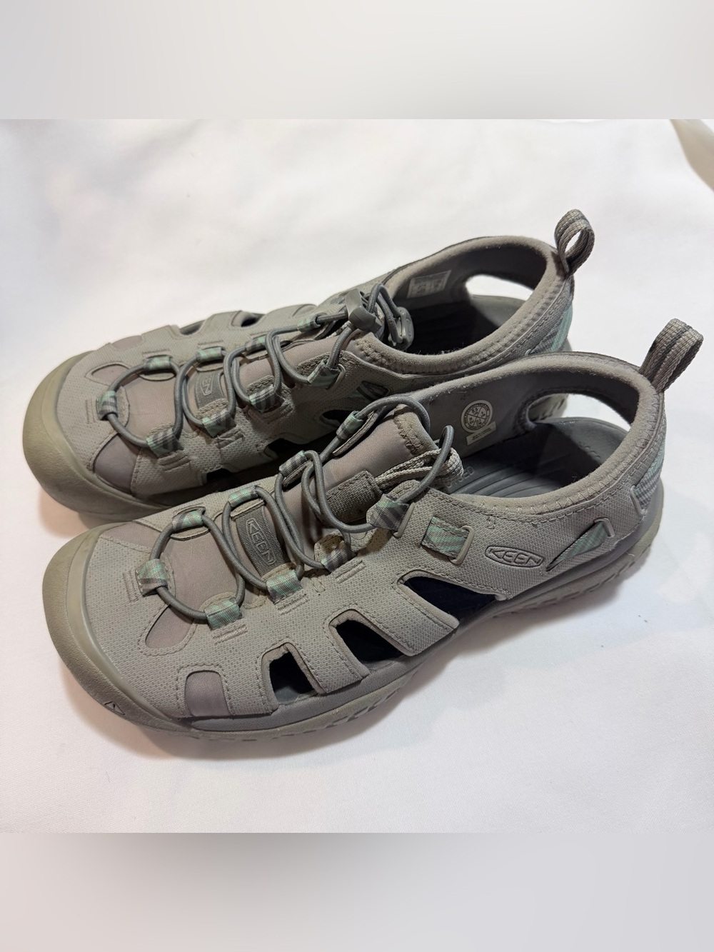 KEEN Women’s Gray Closed-Toe Sport Sandals Lace Ip US 8.5 EU 39